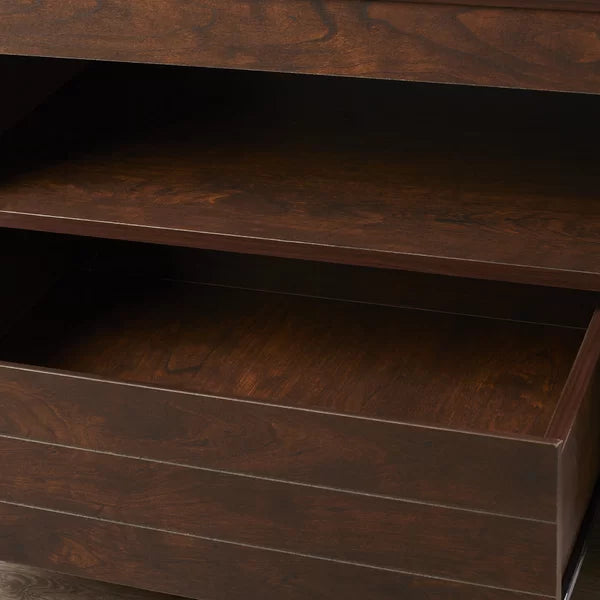 Vintage Walnut Halliburton Wheel Coffee Table with Storage