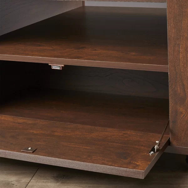 Vintage Walnut Halliburton Wheel Coffee Table with Storage