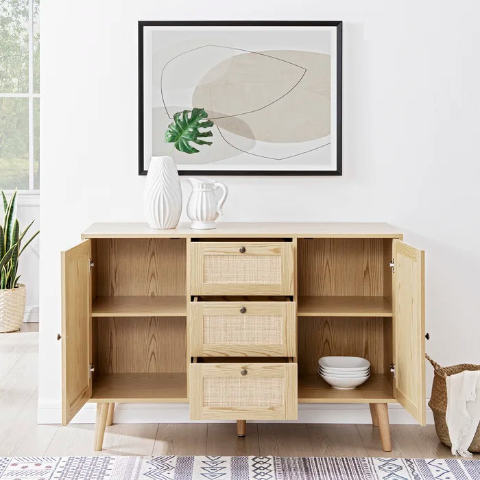 Natural Hamil 47.5'' Wide 3 Drawer Pine Solid Wood Sideboard