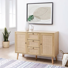 Natural Hamil 47.5'' Wide 3 Drawer Pine Solid Wood Sideboard