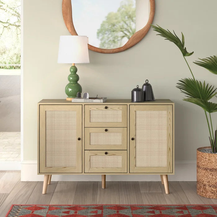 Natural Hamil 47.5'' Wide 3 Drawer Pine Solid Wood Sideboard