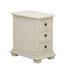 Hand Painted Vintage White Linen Finish Accent Chest 3-Drawer Accent Chest Made with Hardwood and MDF