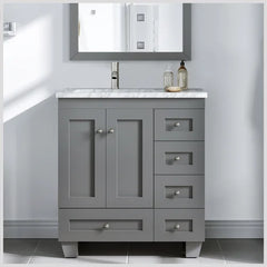 Gray Happy 30" Single Bathroom Vanity Set Constructed of Solid Wood