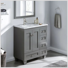 Gray Happy 30" Single Bathroom Vanity Set Constructed of Solid Wood