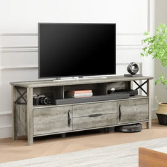 Vintage/White/Oak TV Stand for TVs up to 75" This TV Stand Brings Rustic Style And Smart Storage