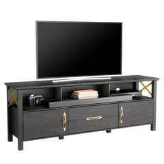 Black Harlee TV Stand for TVs up to 75" X-shaped Open Metal Design