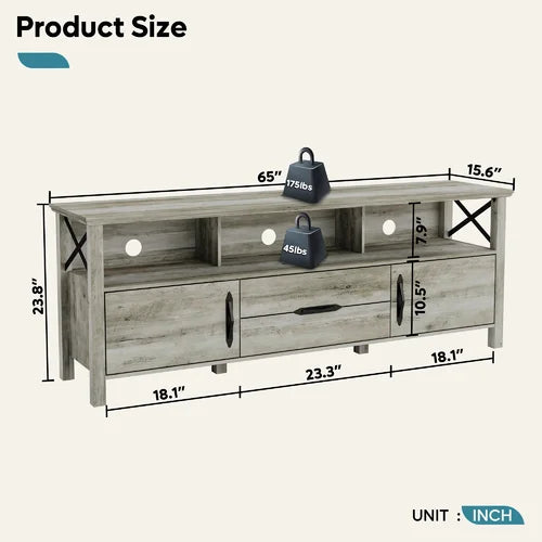Vintage/White/Oak TV Stand for TVs up to 75" This TV Stand Brings Rustic Style And Smart Storage
