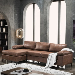 Haroldine 100.78" Wide Faux Leather Reversible Modular Sofa & Chaise