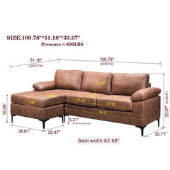 Haroldine 100.78" Wide Faux Leather Reversible Modular Sofa & Chaise