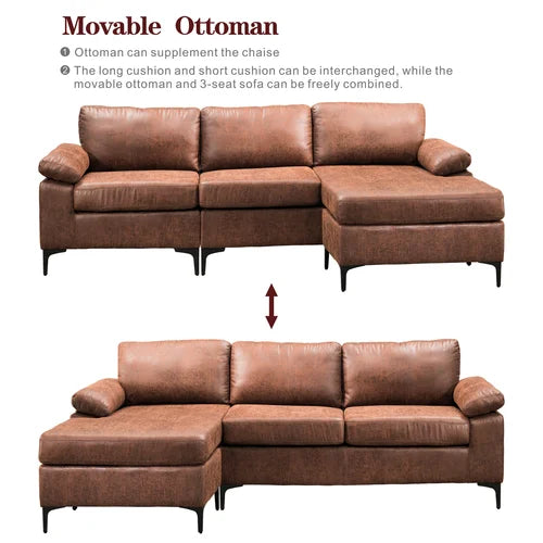 Haroldine 100.78" Wide Faux Leather Reversible Modular Sofa & Chaise