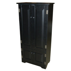 Black 48" Kitchen Pantry Two Double-Door Cabinets Organize Office Supplies, Spare Serveware