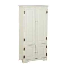 White 48" Kitchen Pantry Two Double-Door Cabinets Organize Office Supplies, Spare Serveware