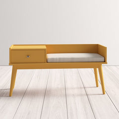 Yellow Wood Drawers Storage Bench this Bench Brings A Convenient Storage Solution to the Space that Needs Four Tapered and Splayed Legs