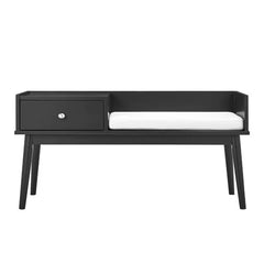 Black Hartnett Wood Drawers Storage Bench Modern Silhouette