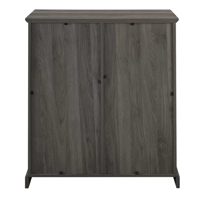 Gray Hartwick Sliding Glass Door Bar with Wine Storage Transitional Style Accent Console