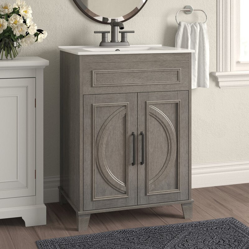 24" Single Bathroom Vanity Set Double Door Design and Decorative Wood Mullions