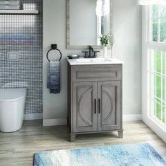 24" Single Bathroom Vanity Set Double Door Design and Decorative Wood Mullions