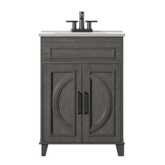 24" Single Bathroom Vanity Set Double Door Design and Decorative Wood Mullions