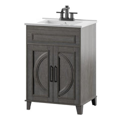 24" Single Bathroom Vanity Set Double Door Design and Decorative Wood Mullions