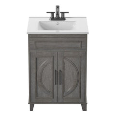 24" Single Bathroom Vanity Set Double Door Design and Decorative Wood Mullions