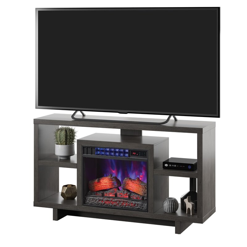 Haslett TV Stand for TVs up to 65" with Fireplace Included Weathered Gray