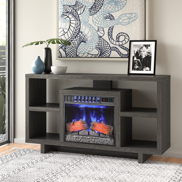 Haslett TV Stand for TVs up to 65" with Fireplace Included Weathered Gray
