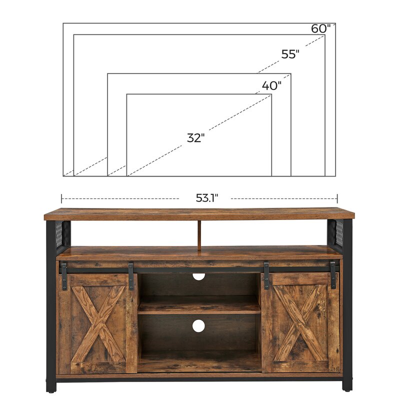 Hathorn TV Stand for TVs up to 65" Rustic Brown 2 Open Compartments
