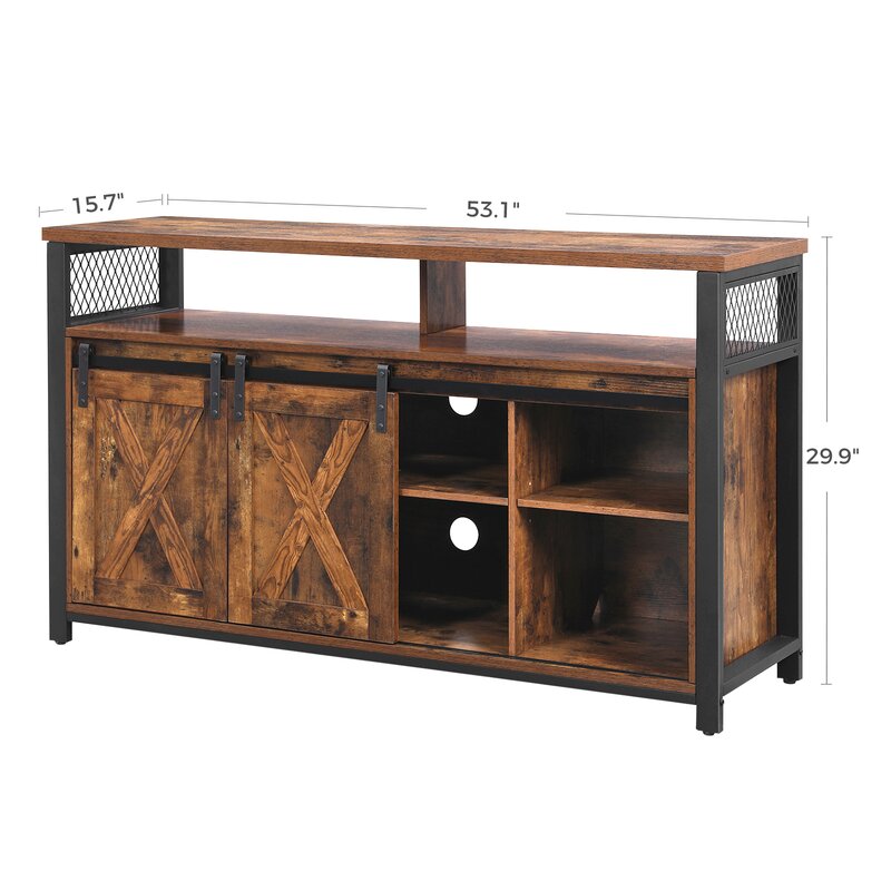 Hathorn TV Stand for TVs up to 65" Rustic Brown 2 Open Compartments