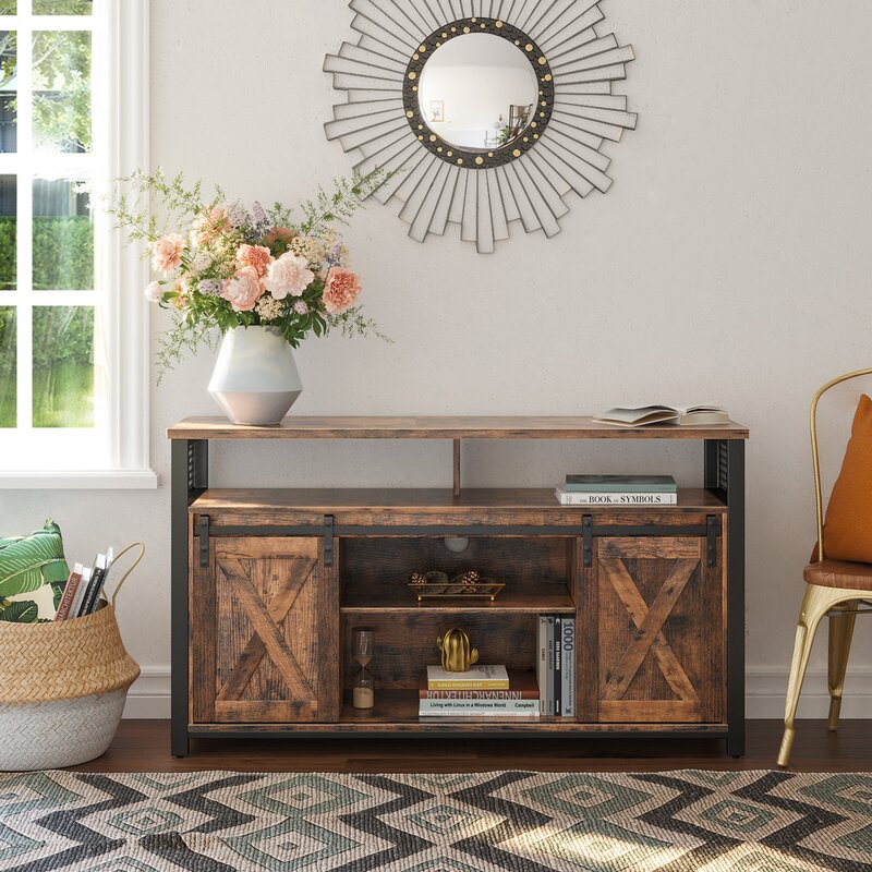 Hathorn TV Stand for TVs up to 65" Rustic Brown 2 Open Compartments