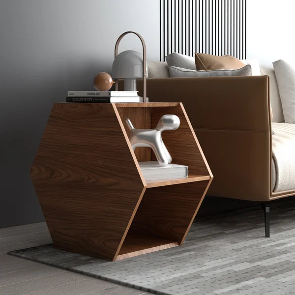 Haugen Hexagonal Multifunctional Coffee Table, Walnut