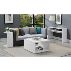 White Haught Floor Shelf 1 Coffee Table with Storage Cube Like Silhouette