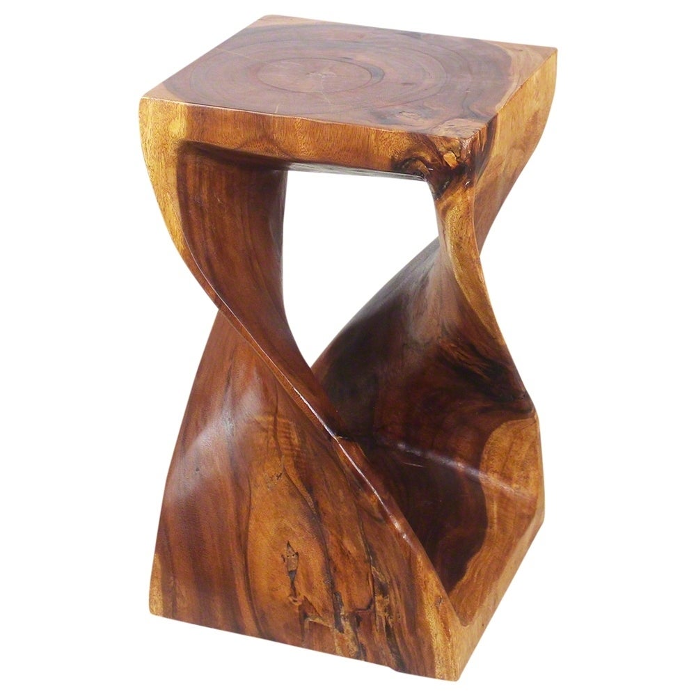 Handmade Wood Original Twist Stool/End Table Sturdy and Stable Side Table is An Eco-Friendly Addition to your Green Aesthetic