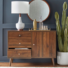 Walnut 40.1'' Wide 3 Drawer Server Three Drawers and One Cabinet Offer Space to Stash Cutlery