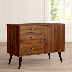 Walnut 40.1'' Wide 3 Drawer Server Three Drawers and One Cabinet Offer Space to Stash Cutlery