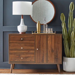 Walnut 40.1'' Wide 3 Drawer Server Three Drawers and One Cabinet Offer Space to Stash Cutlery