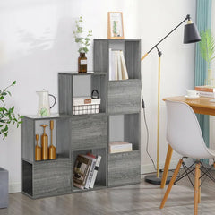 Hayg 46'' H x 36'' W Step Bookcase Adjustable Shelves Freestanding Storage Organizers