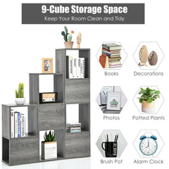Hayg 46'' H x 36'' W Step Bookcase Adjustable Shelves Freestanding Storage Organizers