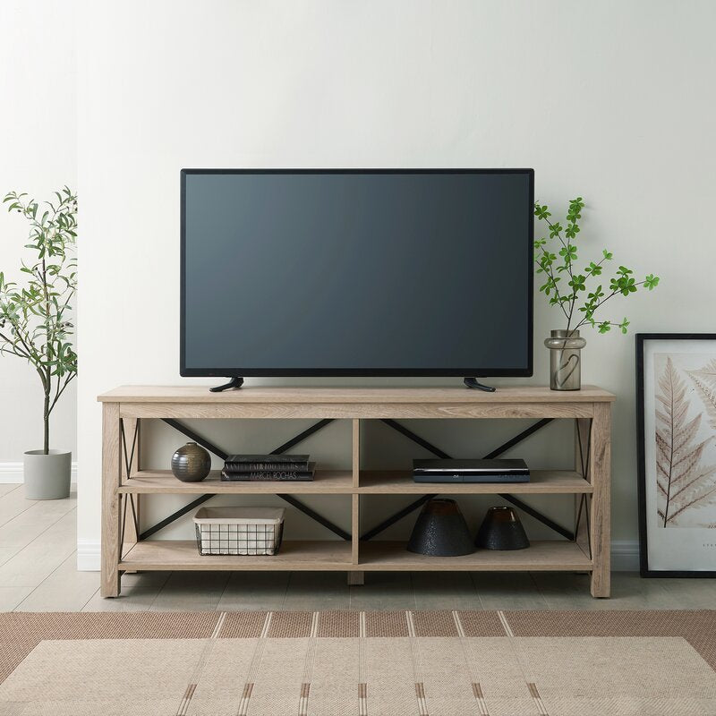 Hazelip TV Stand for TVs up to 70" White Oak Strong Geometric Lines