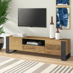 Oak/Gray TV Stand for TVs up to 85" Cable Management Perfect for Living Room Storage Space