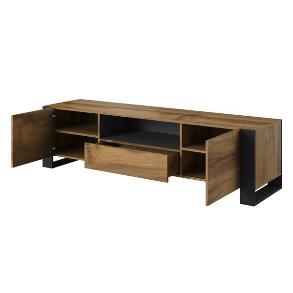 Oak/Gray TV Stand for TVs up to 85" Cable Management Perfect for Living Room Storage Space