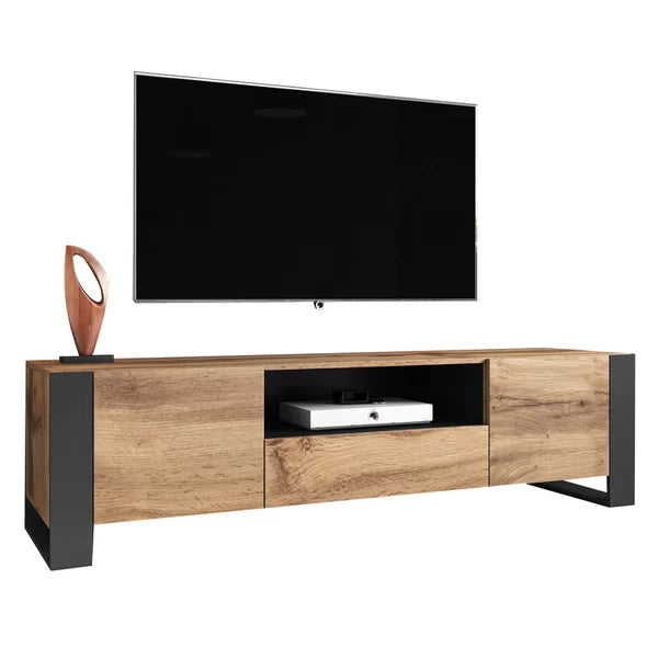 Oak/Gray TV Stand for TVs up to 85" Cable Management Perfect for Living Room Storage Space