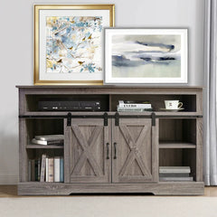 Heckstall TV Stand for TVs up to 65" Double Layer Sliding Barn Door Design