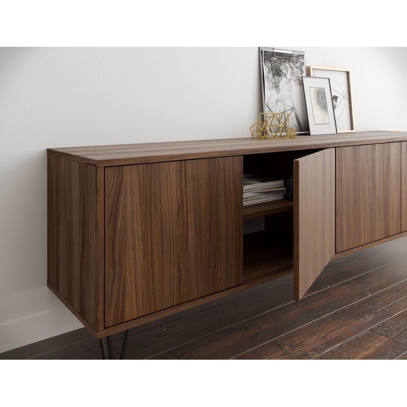 Hefner TV Stand for TVs up to 80" Walnut Made from Engineered Wood