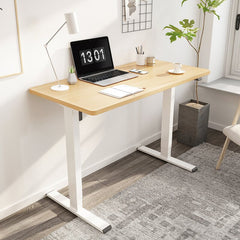 Oak White Height Adjustable Standing Desk Effortlessly Achieve Sit Stand Balance