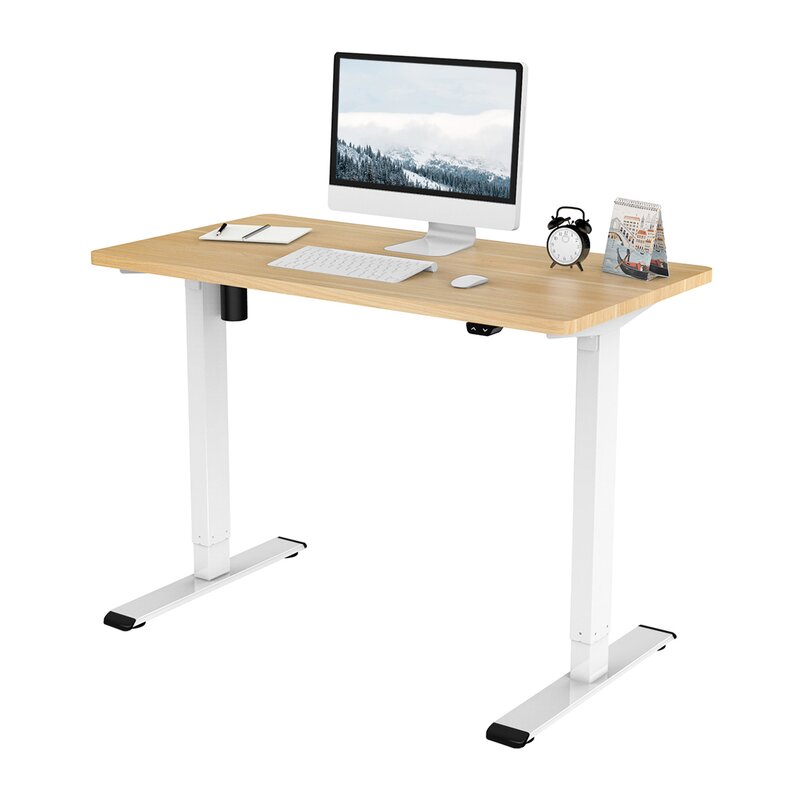 Oak White Height Adjustable Standing Desk Effortlessly Achieve Sit Stand Balance