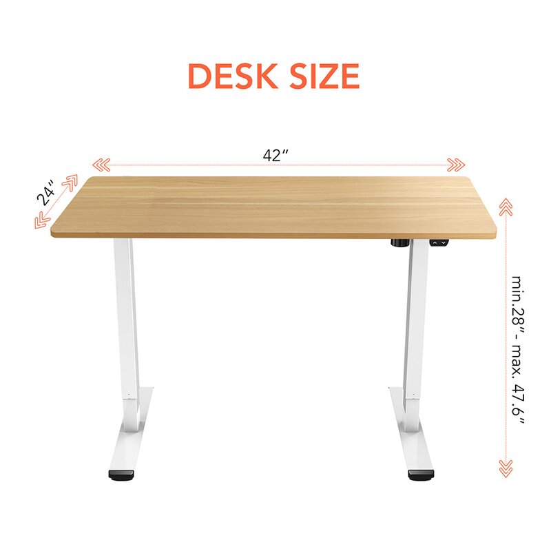 Oak White Height Adjustable Standing Desk Effortlessly Achieve Sit Stand Balance