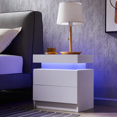 Solid Wood White Heimdall 20.5'' Tall 2 - Drawer LED Light Nightstand