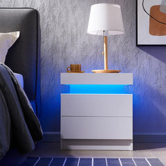Solid Wood White Heimdall 20.5'' Tall 2 - Drawer LED Light Nightstand