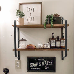 Heinen 2 Piece Pine Floating Shelf with Live Edge Sturdy Collection