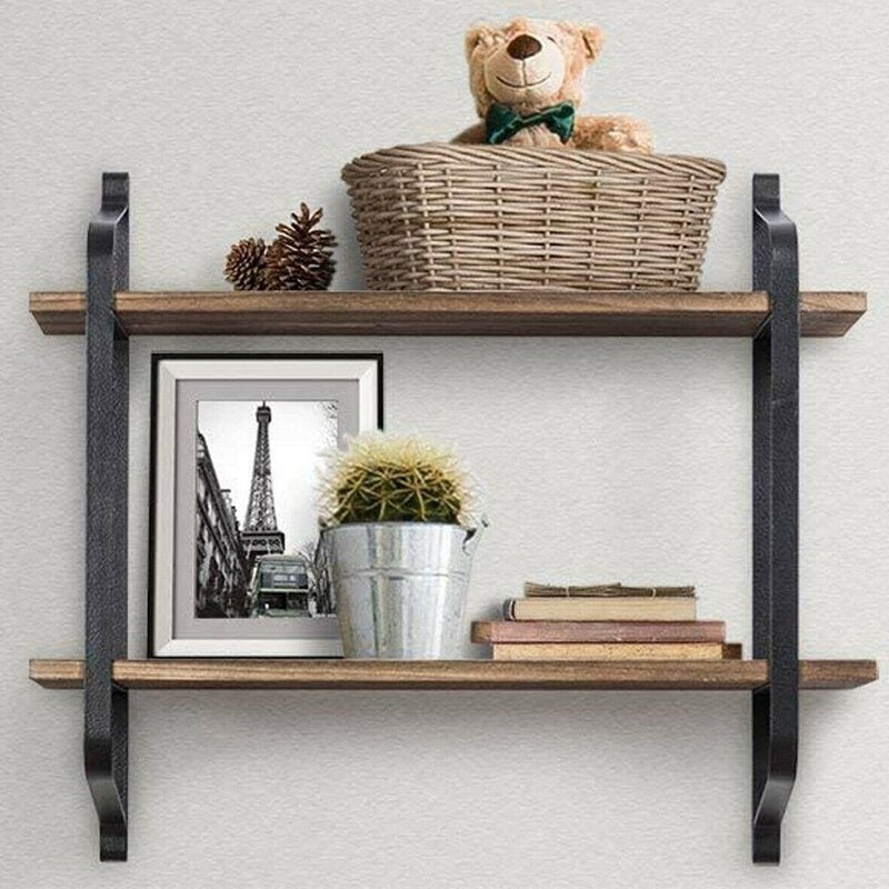 Heinen 2 Piece Pine Floating Shelf with Live Edge Sturdy Collection